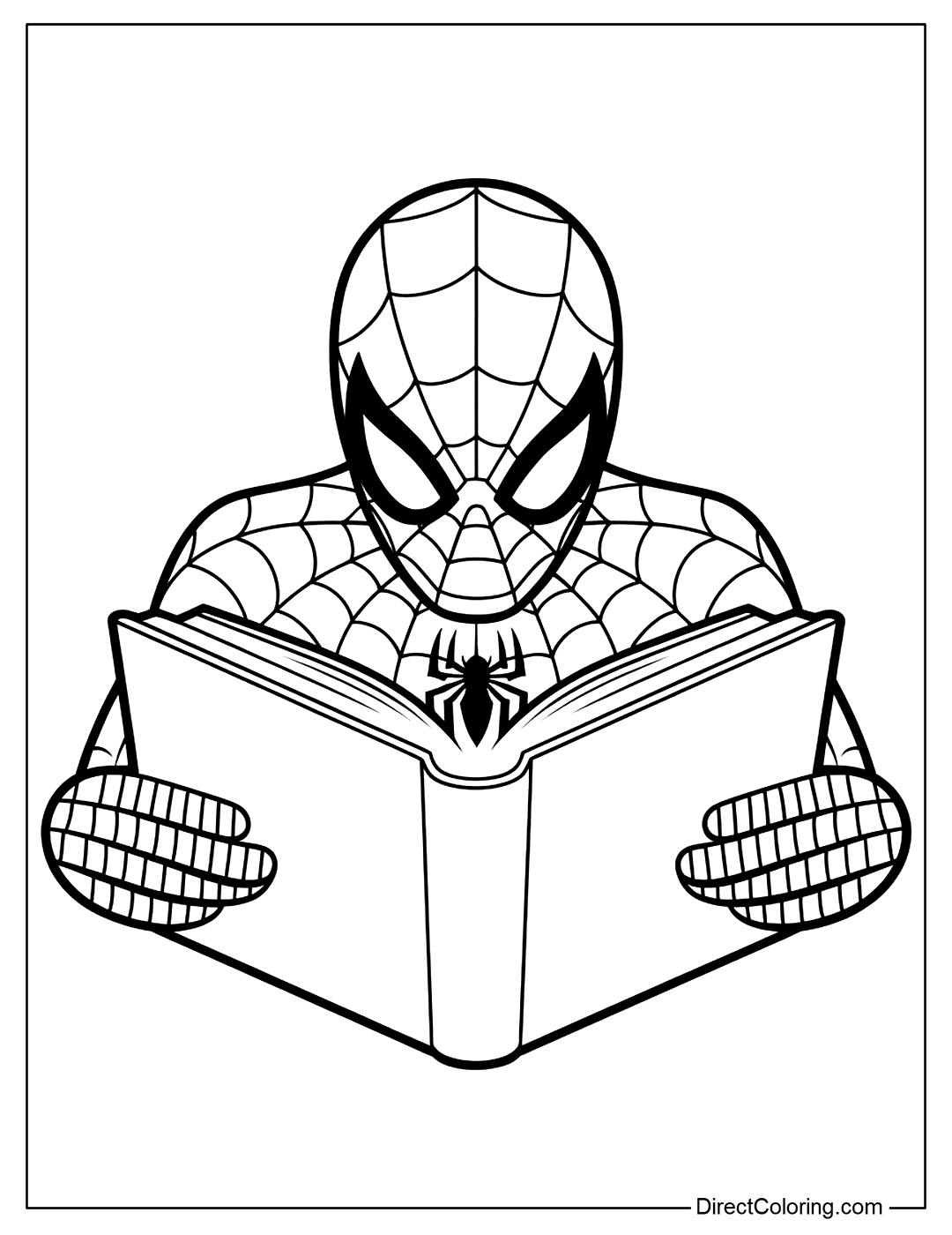 Spider-Man Reading a Book Coloring Sheet